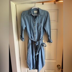 J. Crew Chambray Button-Front Shirt Dress in Light Blue